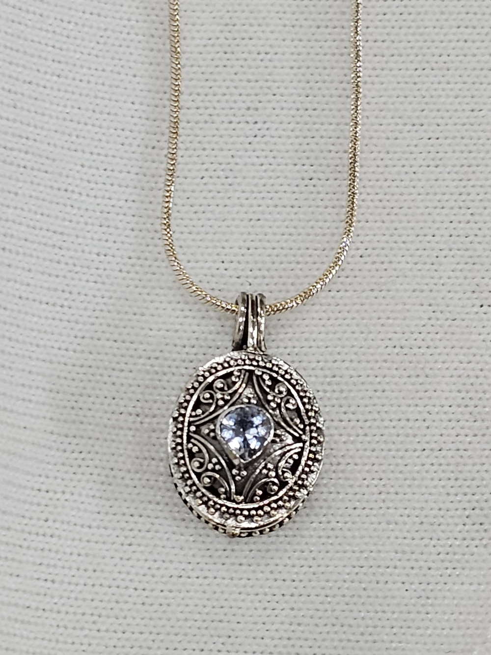 Sterling Silver Aquamarine Gemstone Poison Pendant Necklace